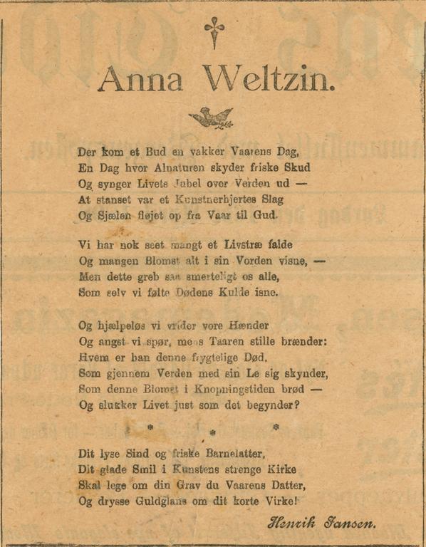 Nekrolog over Anna Weltzin